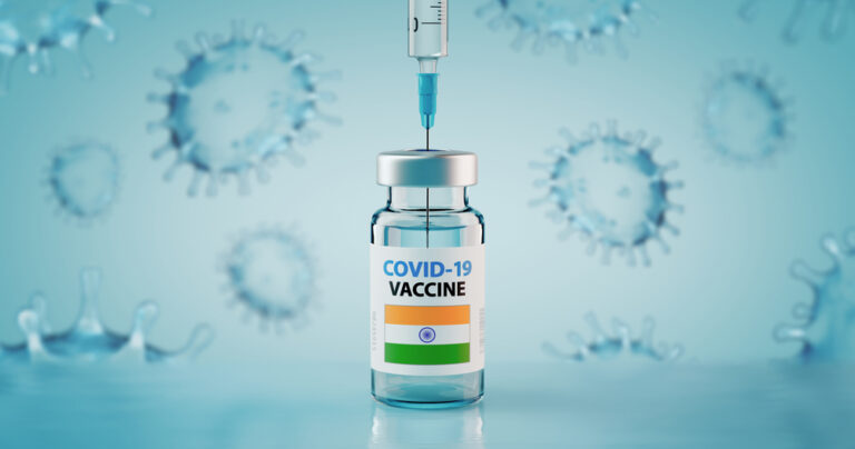 Covid-19,Coronavirus,Vaccine,And,Syringe,With,Flag,Of,India,Concept